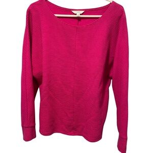 Bright Pink Ribbed Long Sleeve Top by Time and Tru
